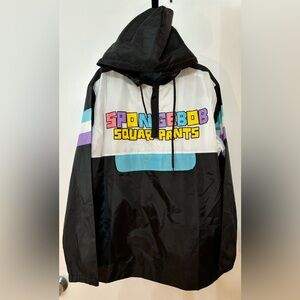Nickelodeon Men’s SpongeBob Squarepants Half-Zip Windbreaker Hoodie Size XL